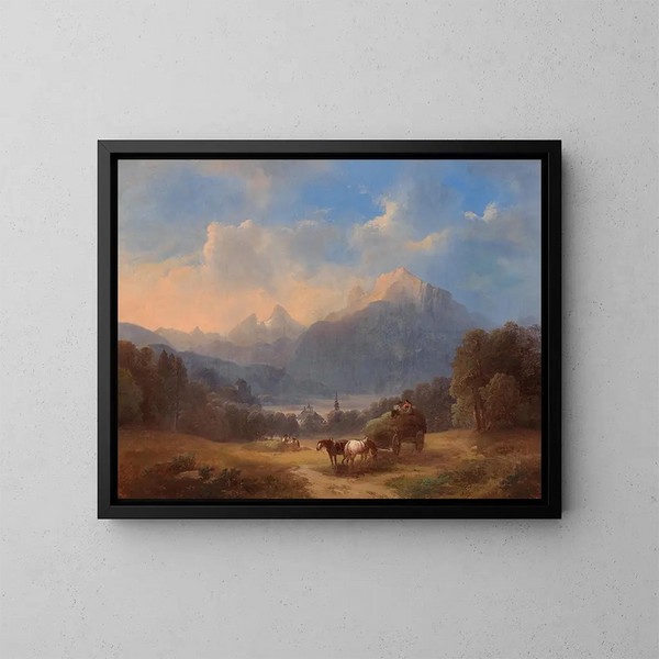 Scene uit het Salzkammergut - Franz Barbarini — ingelijst kunstwerk aan de muur