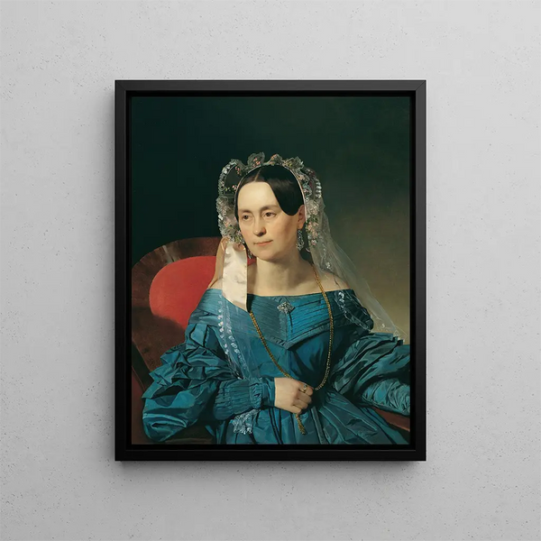 Dame in blauwe jurk - Franz Eybl — ingelijst kunstwerk aan de muur