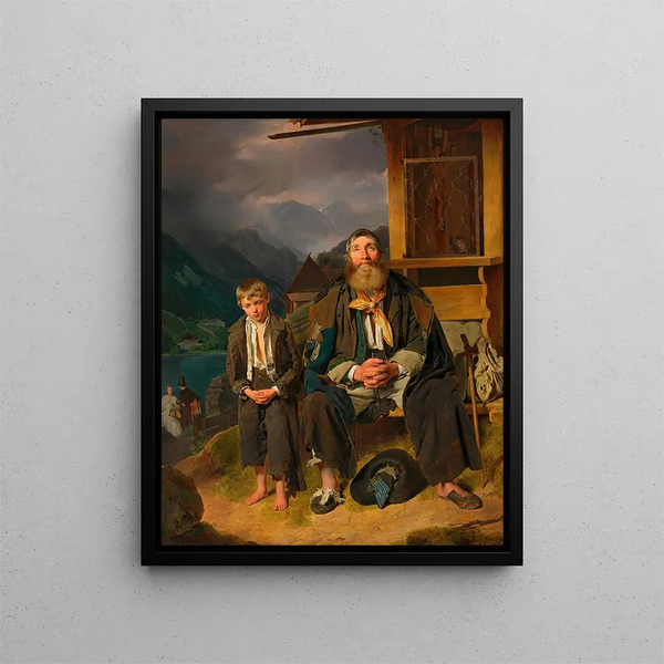 De bedelaar - Franz Eybl — ingelijst kunstwerk aan de muur