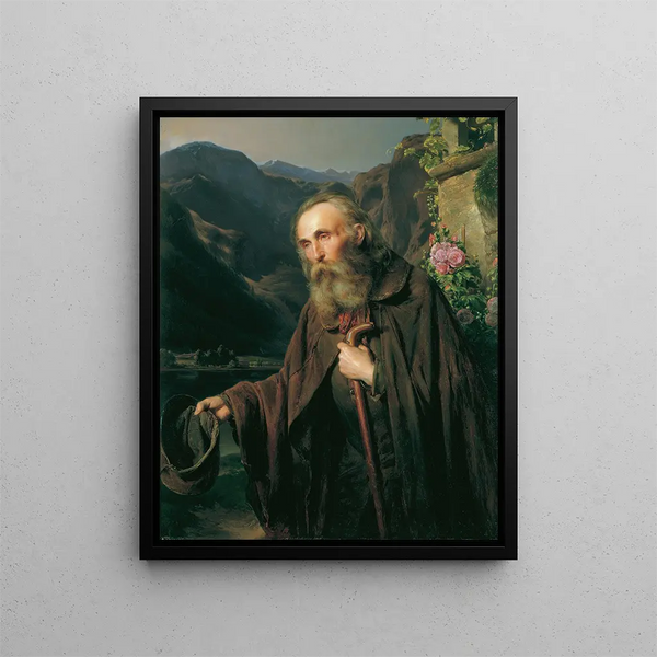 Een oude bedelaar - Franz Eybl — ingelijst kunstwerk aan de muur