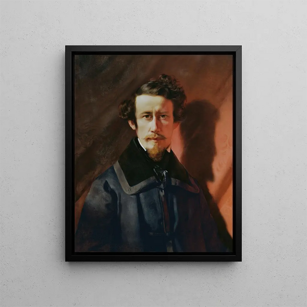 Zelfportret op rode achtergrond - Franz Eybl — ingelijst kunstwerk aan de muur