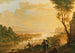 Landschapschilderij met rivier bij zonsondergang - Franz Hochecker — weergave van het kunstwerk
