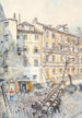 Cour viennoise avec tonneaux de bière - Franz Hohenberger — weergave van het kunstwerk