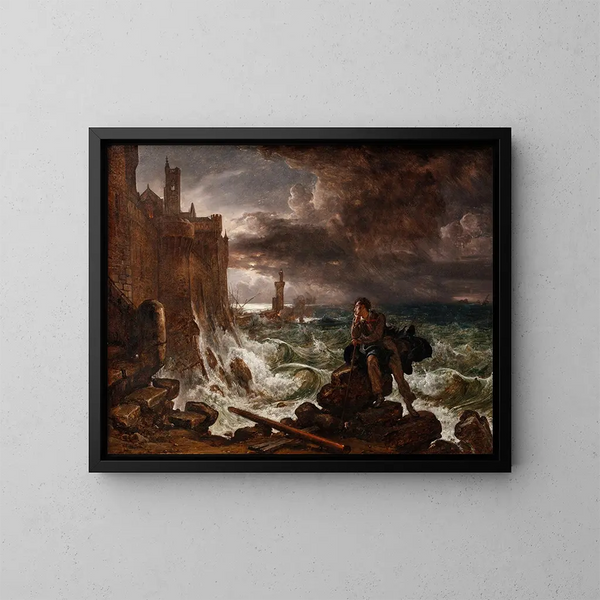 Nachtelijke scène van René - Franz Ludwig Catel — ingelijst kunstwerk aan de muur