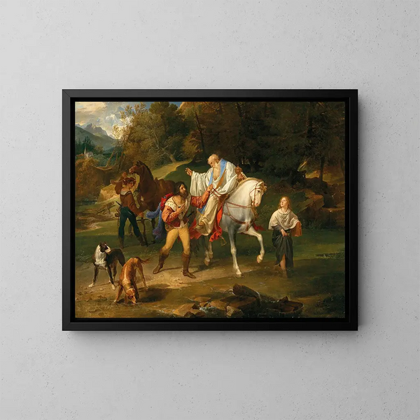 Rodolphe de Habsbourg en de priester - Franz Ludwig Catel — ingelijst kunstwerk aan de muur