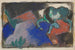 Groen paard in het landschap - Franz Marc — weergave van het kunstwerk