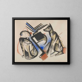 Twee wolven - Franz Marc — ingelijst kunstwerk aan de muur