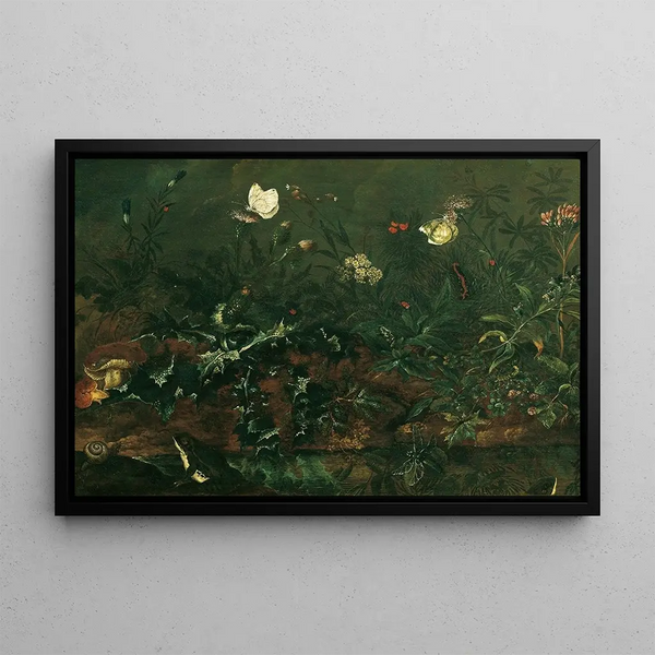 Franz Michael Siegmund von Purgau the elder - Rasenstck mit Distel Frschen und Libelle.webp