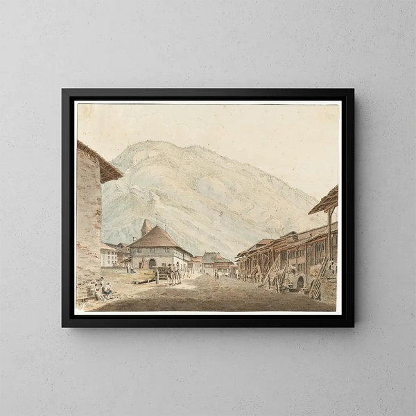 Vue d'Unterseen - Franz Niklaus König — ingelijst kunstwerk aan de muur