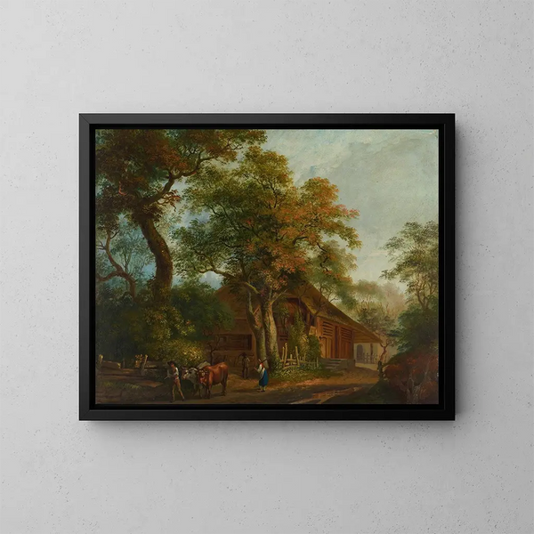 Landbouwers bij het hooien - Franz Niklaus König — ingelijst kunstwerk aan de muur
