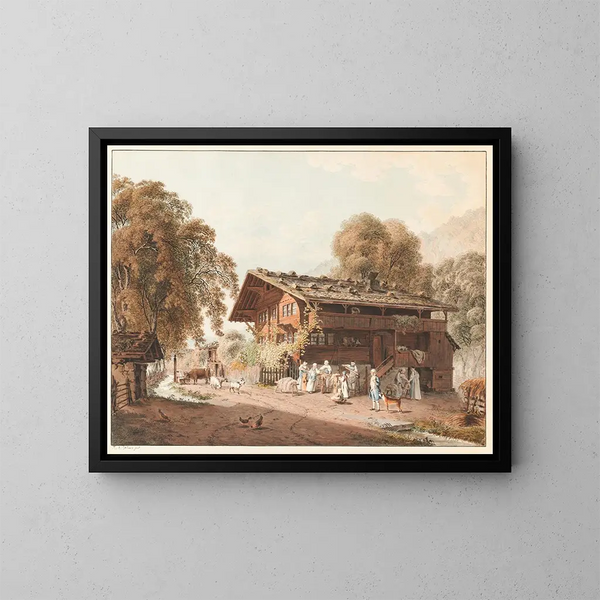 De hardwerkende familie - Franz Niklaus König — ingelijst kunstwerk aan de muur