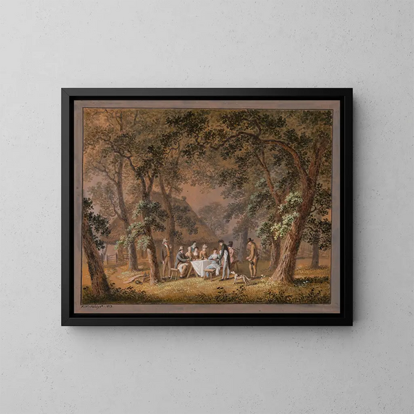 Het picknickontbijt in het Schpfenwald - Franz Niklaus König — ingelijst kunstwerk aan de muur