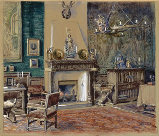 Franz Poledne - Herrenzimmer mit Kamin.webp