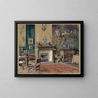 Franz Poledne - Herrenzimmer mit Kamin.webp