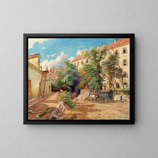 De gevangenisplein in de Theobaldgasse in Wenen - Franz Reinhold — ingelijst kunstwerk aan de muur