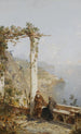 Amalfi schilderij boven de baai van Napels - Franz Richard Unterberger — weergave van het kunstwerk