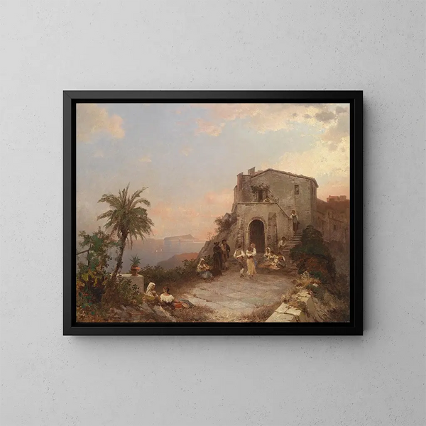 Zomerse viering in Italië - Franz Richard Unterberger — ingelijst kunstwerk aan de muur