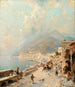 Uitzicht op Amalfi - Franz Richard Unterberger — weergave van het kunstwerk
