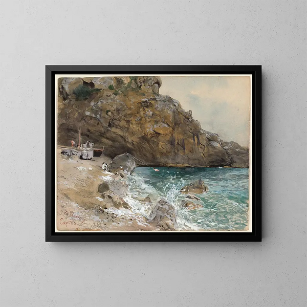 Het strand bij Marina Piccola, Capri - Franz Skarbina — ingelijst kunstwerk aan de muur
