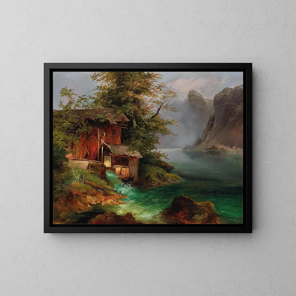 Moulin op het Hallstätter See - Franz Steinfeld — ingelijst kunstwerk aan de muur