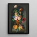 a bronze urn with flowers, a melon, peaches, grapes, a butterfly, and a caterpillar - Franz Xaver Petter — framed artwork on a wall