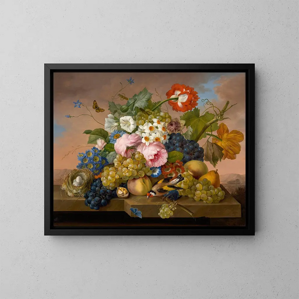 Natuurschilderij met bloemen - Franz Xaver Petter — ingelijst kunstwerk aan de muur