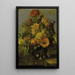Bouquet floral élaboré sur un rebord de marbre avec un paysage au-delà - Franz Xaver Petter — framed artwork on a wall