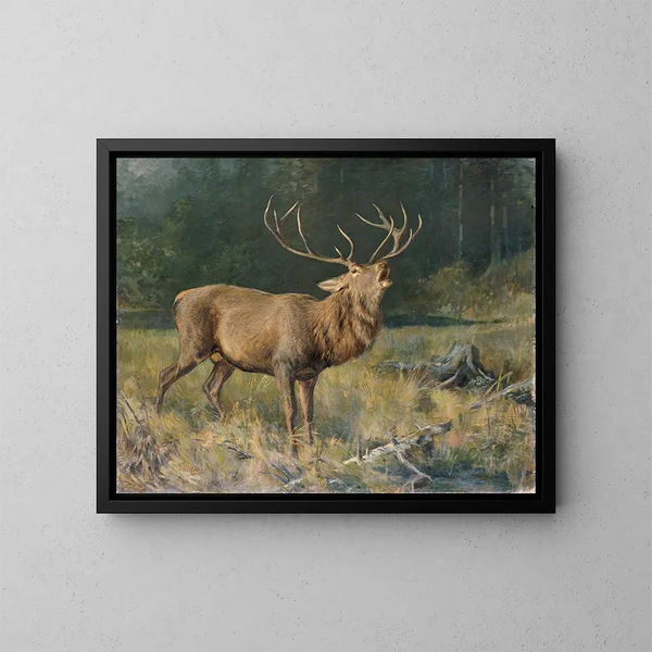 Bruine hert - Franz Xaver von Pausinger — ingelijst kunstwerk aan de muur
