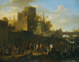 Franz de Paula Ferg - A Kermesse With Villagers By Ruins.webp