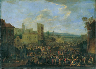 Franz de Paula Ferg - Jahrmarkt mit zinnenbekrntem Bergfried.webp