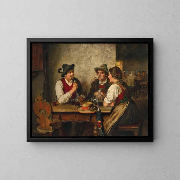 Een scène in een kroeg - Franz von Defregger — ingelijst kunstwerk aan de muur