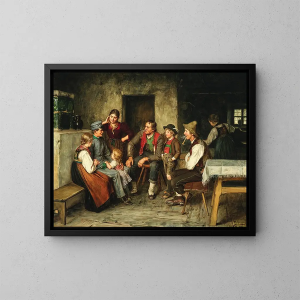 van een jonge soldaat op verlof - Franz von Defregger — ingelijst kunstwerk aan de muur