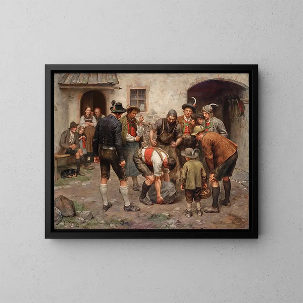 L'épreuve de force - Franz von Defregger — ingelijst kunstwerk aan de muur
