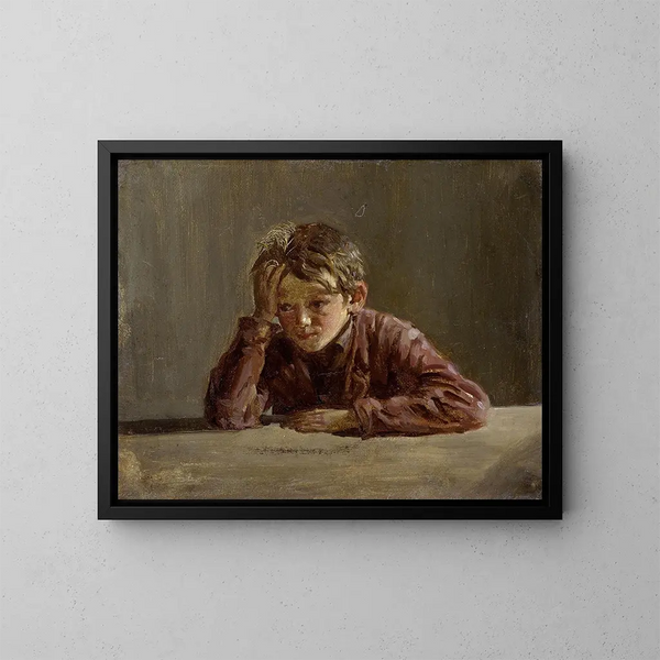 Georges, de broer van de kunstenaar, zittend aan de tafel - Franz von Lenbach — ingelijst kunstwerk aan de muur