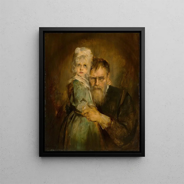 Zelfportret met zijn dochter Marion - Franz von Lenbach — ingelijst kunstwerk aan de muur