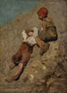 Twee boerenjongens op een helling - Franz von Lenbach — weergave van het kunstwerk
