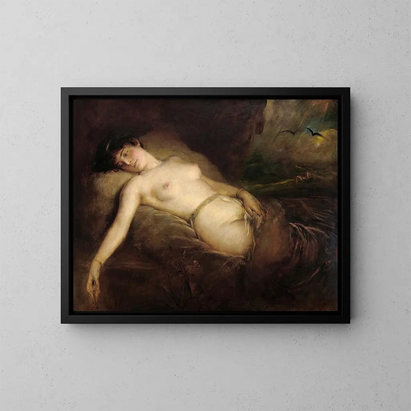 naakt vrouwelijk - Franz von Lenbach — ingelijst kunstwerk aan de muur