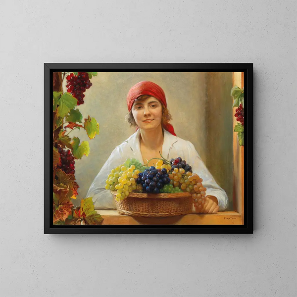 De druivenoogst - Franz von Matsch — ingelijst kunstwerk aan de muur