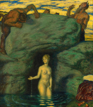 Franz von Stuck - Quellnymphe von Faunen belauscht.webp