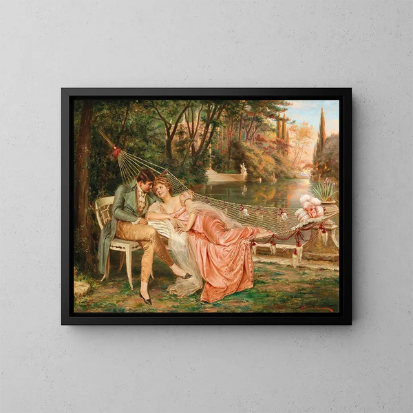 Flirtend in het park van Villa Borghèse in Rome - Frédéric Soulacroix — ingelijst kunstwerk aan de muur