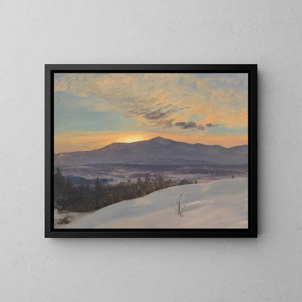 Zonsondergang over de Hudson-vallei in de winter - Frederic Edwin Church — ingelijst kunstwerk aan de muur