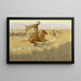 Verandering van eigenaar schilderij, de race van de dieven van paarden - Frederic Remington — ingelijst kunstwerk aan de muur