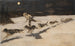Huskies op de bevroren weg pratend Musquash - Frederic Remington — weergave van het kunstwerk