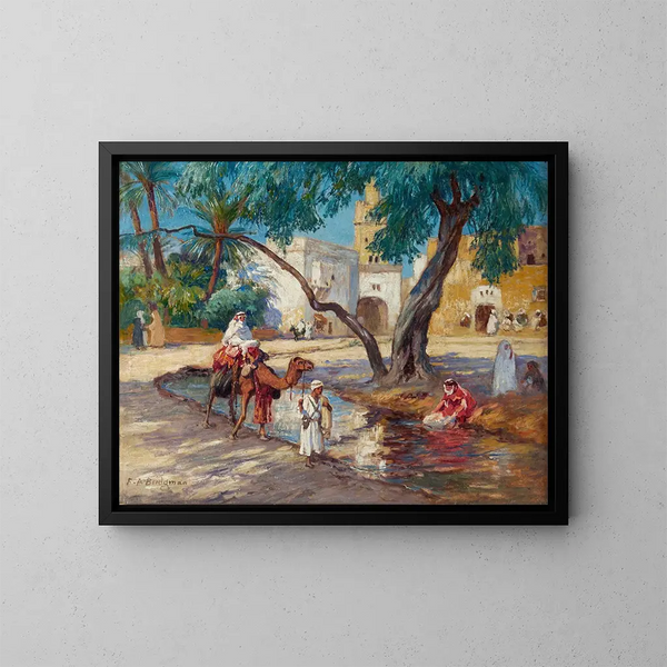 Uitzicht op een Algerijns dorp - Frederick Arthur Bridgman — ingelijst kunstwerk aan de muur