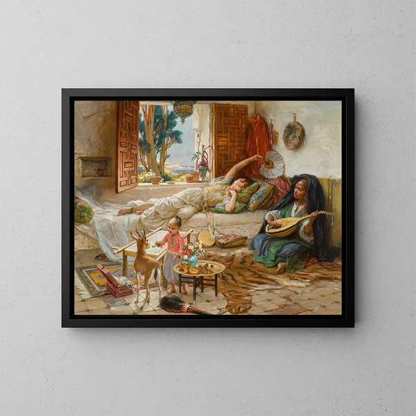 Rust van de namiddag in Algiers - Frederick Arthur Bridgman — ingelijst kunstwerk aan de muur