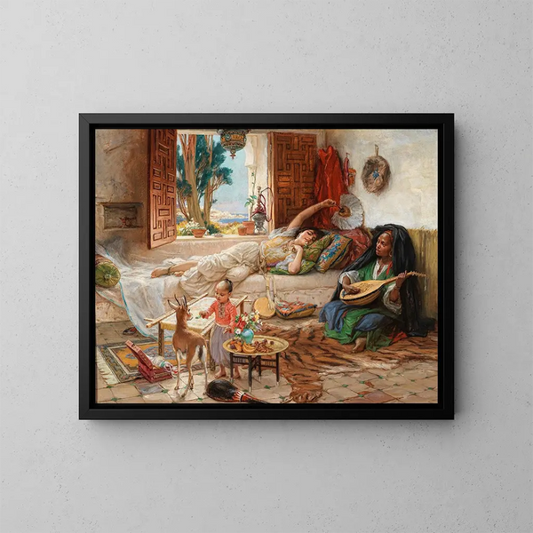 Een middag in Algiers - Frederick Arthur Bridgman — ingelijst kunstwerk aan de muur