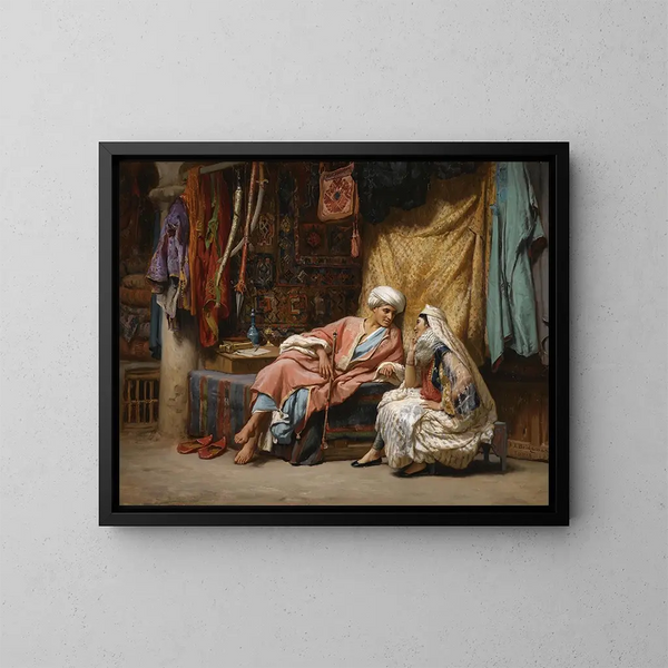 In de Tunisische souk - Frederick Arthur Bridgman — ingelijst kunstwerk aan de muur
