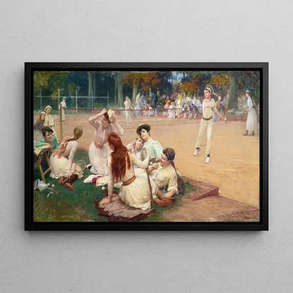 Club de tennis sur gazon - Frederick Arthur Bridgman — ingelijst kunstwerk aan de muur
