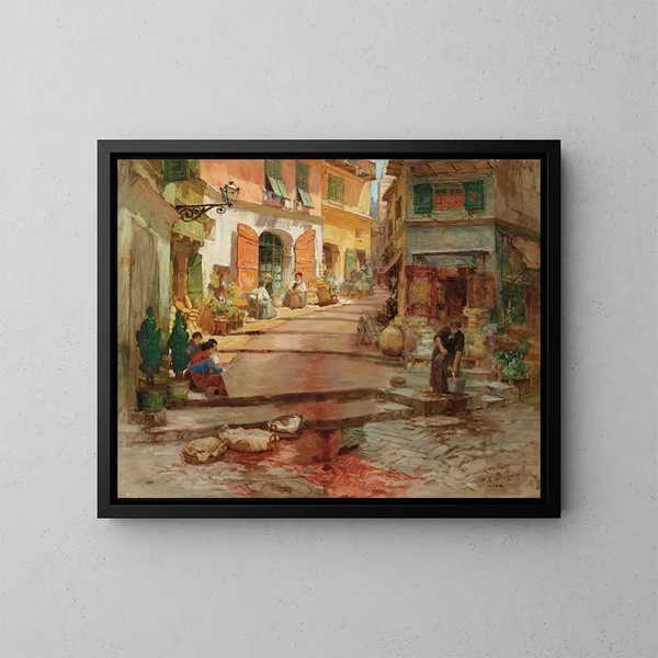 van Rue Droite in het oude Nice - Frederick Arthur Bridgman — ingelijst kunstwerk aan de muur