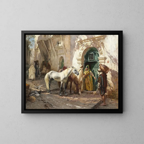 scène genomen in Marokko - Frederick Arthur Bridgman — ingelijst kunstwerk aan de muur